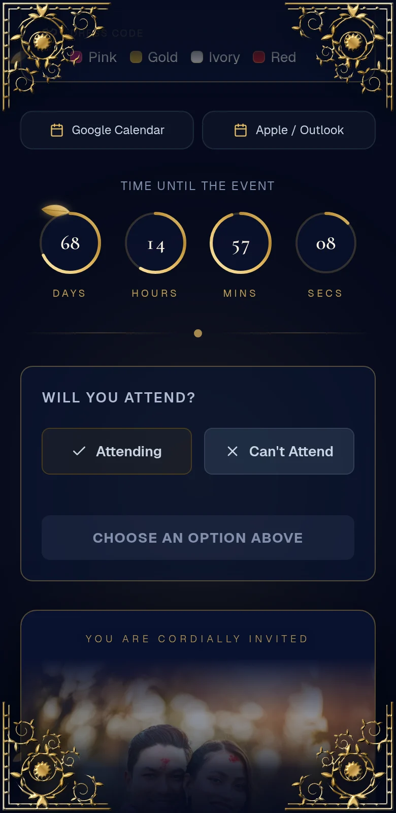 RSVP and countdown