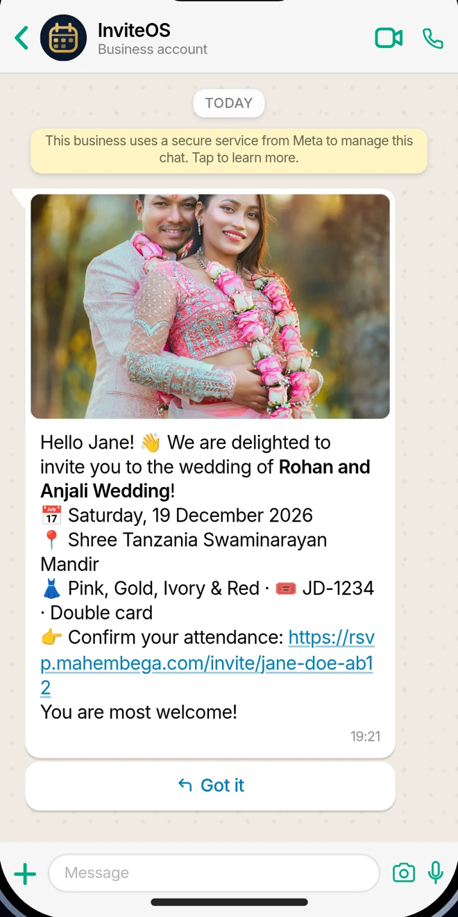 A WhatsApp invitation